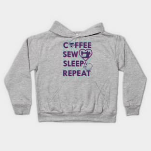 Coffee sew sleep repeat - sewing machine, sew, sewing, seamstress, quilt, quilter, quilting Kids Hoodie